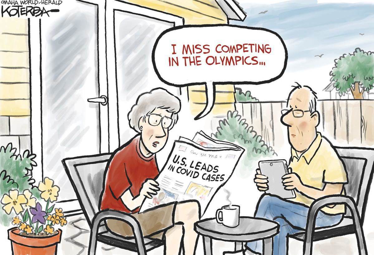 U.S. Leads in COVID not Olympics by Jeff Koterba, Omaha World Herald, NE
